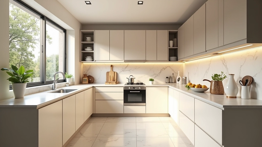 Kitchen with vertical storage solutions and clever corner utilization in small space